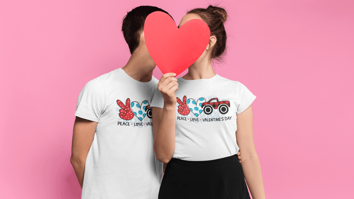 PEACE LOVE VALENTINES T-shirt-Regular Fit Tee-StylinArts