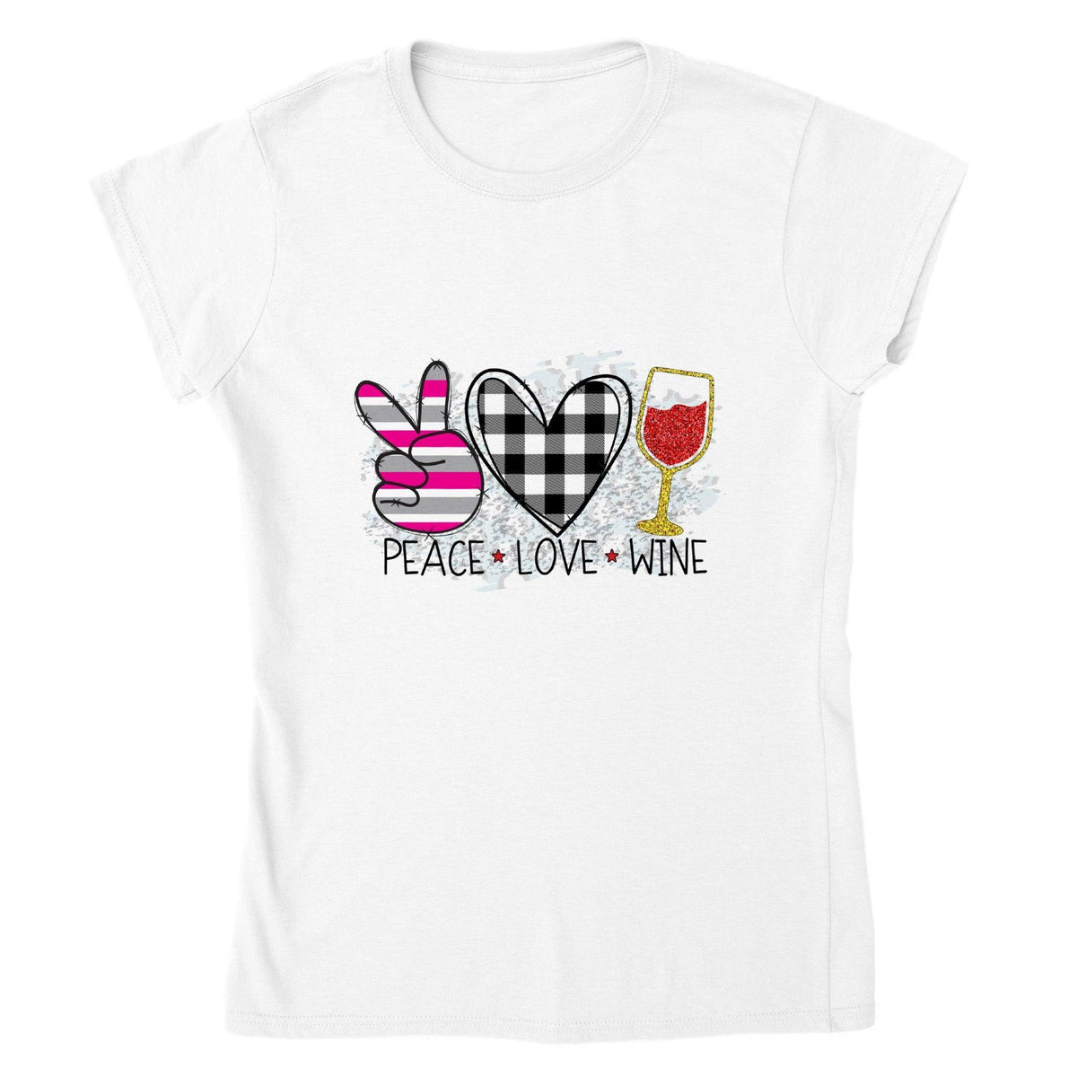 PEACE LOVE WINE T-shirt-Regular Fit Tee-StylinArts