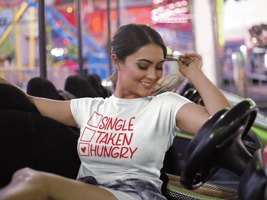Single Taken Hungry Valentine’s Day Tee-White-S-Regular Fit Tee-StylinArts