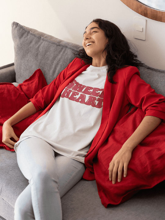 Sweetheart Retro Bubble Valentine’s Tee-White-S-Regular Fit Tee-StylinArts