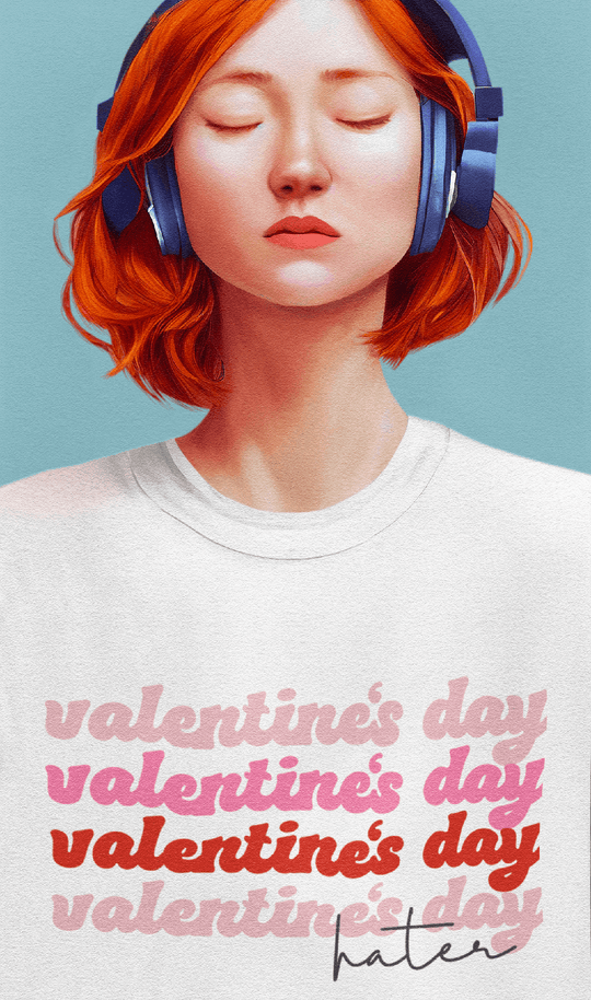 Valentine’s Day Hater Tee-White-S-Regular Fit Tee-StylinArts