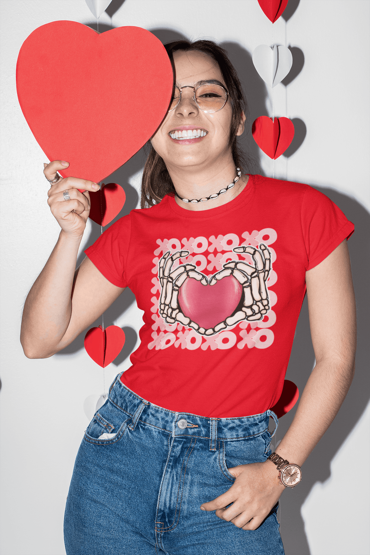 XO XO HEART VALENTINE T-shirt-Regular Fit Tee-StylinArts
