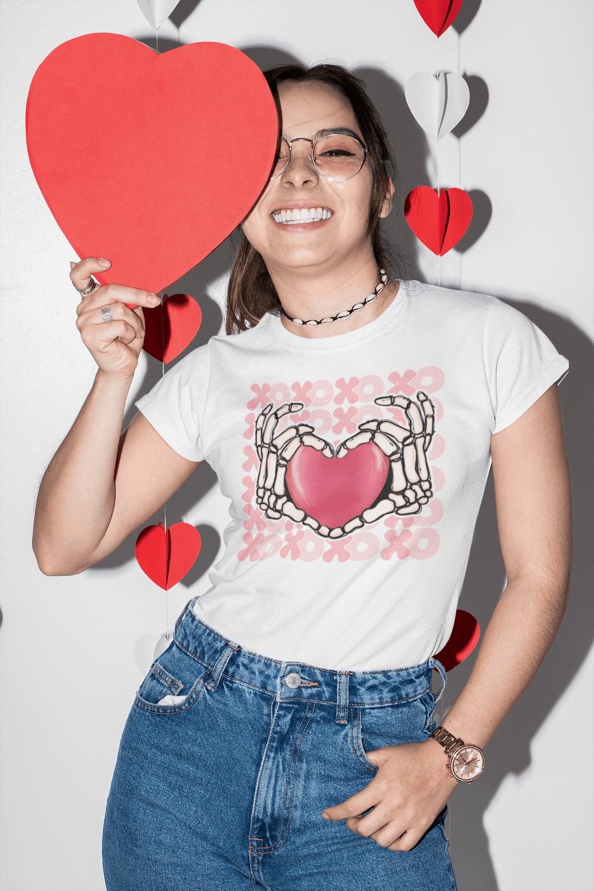 XO XO HEART VALENTINE T-shirt-Regular Fit Tee-StylinArts