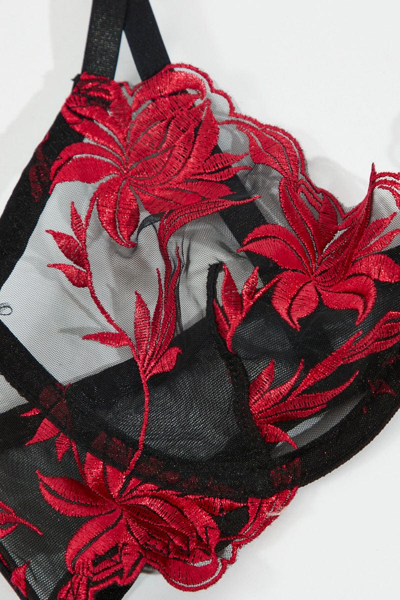 Celesta Bloom Set-Red-L-Bras and Briefs-StylinArts
