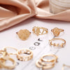 15 Pcs/set Vintage Women Hearts Fatima Hands Cross Crown Fashion Ring - StylinArt