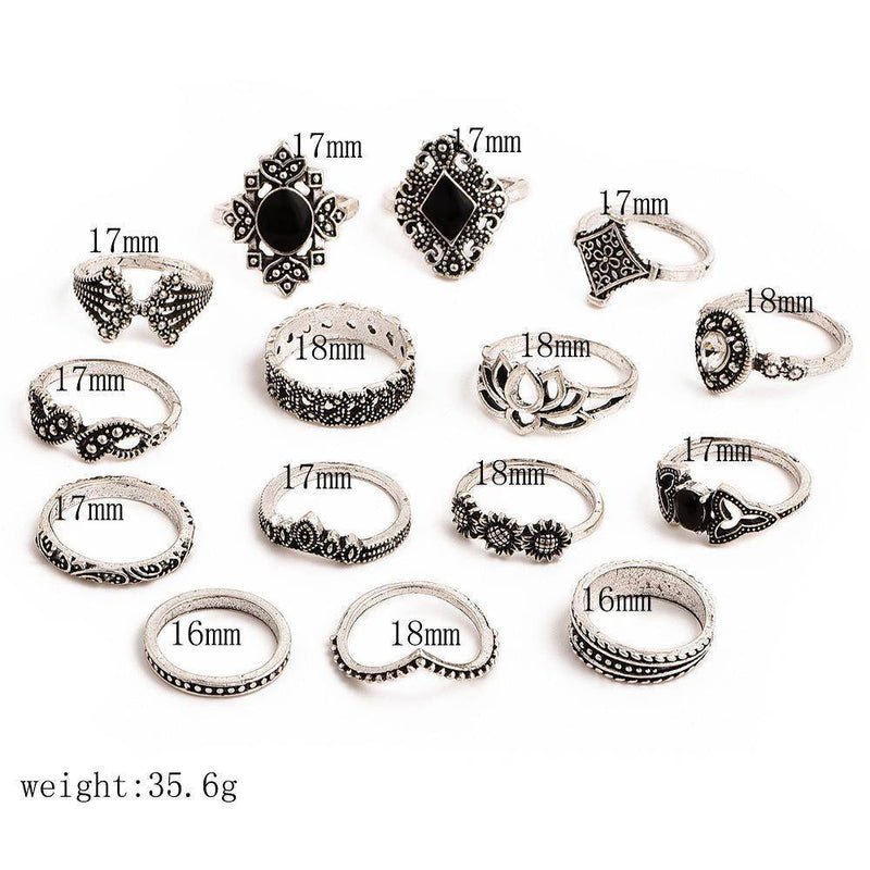 15 Piece Bohemian Ring Set - StylinArt