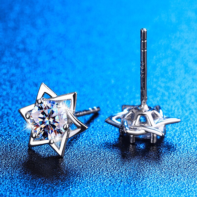 Shinny Hexagram Moissanite Stud Earrings - StylinArt