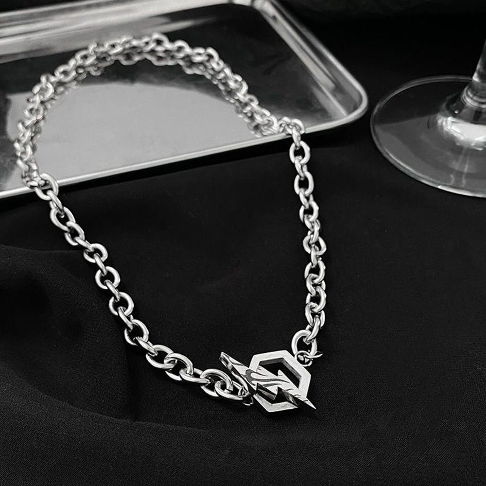 Lightning Hexagon Steel Necklace - StylinArt