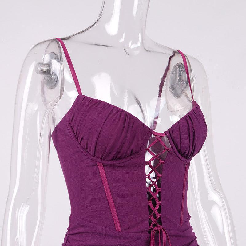 Sizzling Summer Sheath: Backless Hollow Out Cutout Strap Cami Dress-Mini Dress-StylinArts