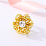Adjustable Gold Plated Flower Bud Ring - StylinArt