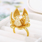 Adjustable Gold Plated Flower Bud Ring - StylinArt
