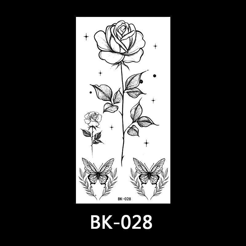 BLACK AND WHITE SKETCH FLOWER TATTOO STICKERS - StylinArt