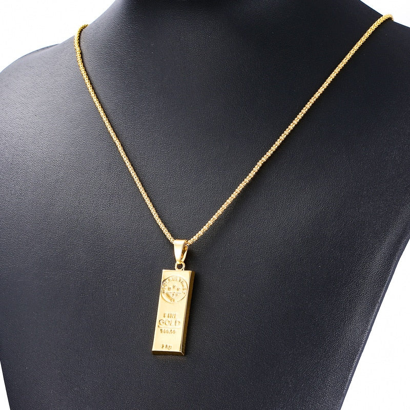 Gold Color Bar Necklace - StylinArt