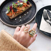 Colorful Shell Stone Square Ring - StylinArt
