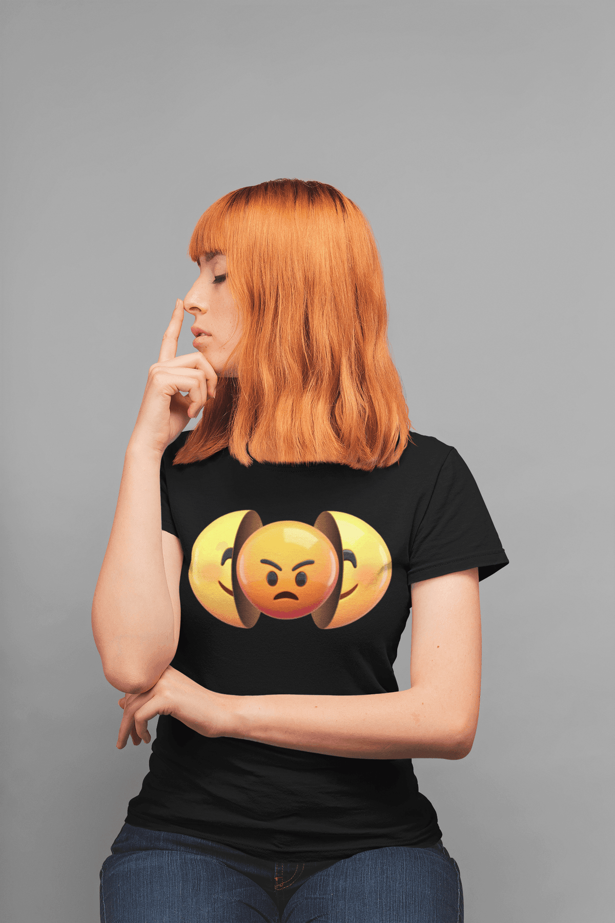 Emoji Happy Outside Angry Inside T-shirt - StylinArt