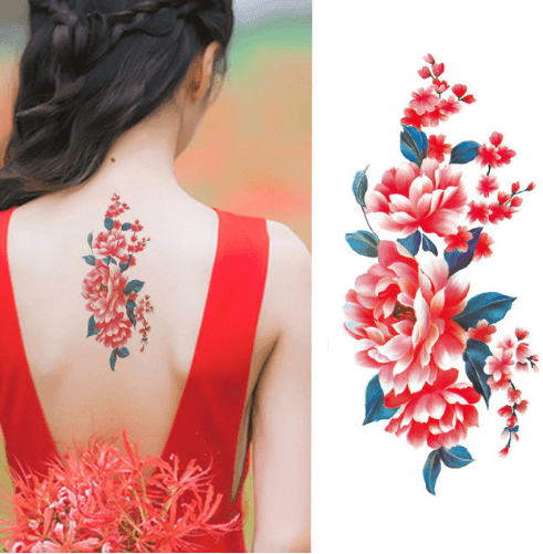 FLOWER COLOUR TATTOO STICKER COLOR SKETCH - StylinArt