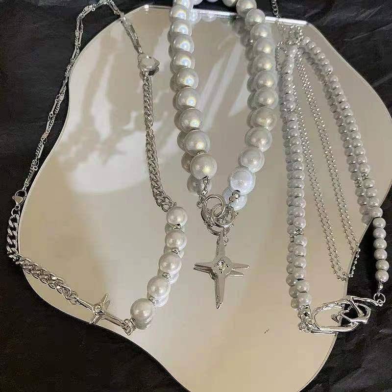 Luminous Beads Pearl Cross Necklace - StylinArt