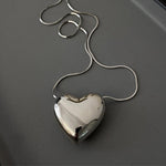 Metal Love Heart Pendant Necklace - StylinArt
