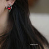 Molten Metal Red Crystal Love Earrings - StylinArt