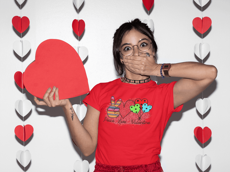PEACE LOVE VALENTINE T-shirt - StylinArt