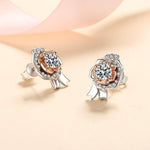 Silver Sparkling Rose Stud Earrings - StylinArt