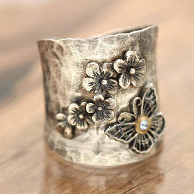 Vintage Butterfly Diamond Ring - StylinArt