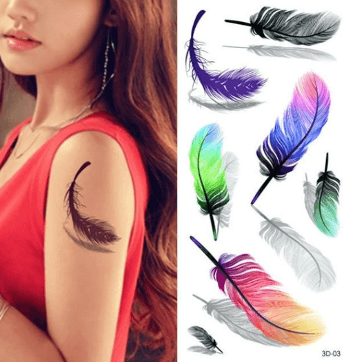 WATERPROOF AND SWEAT-PROOF TATTOO STICKERS FEATHER 3D TATTOO STICKERS - StylinArt