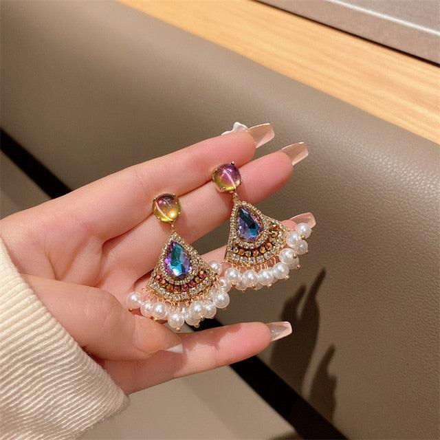 Winter Color Crystal Earrings-Fashion Earrings-StylinArts